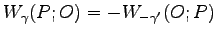 $ W_\gamma(P; O)=-W_{-\gamma^\prime}(O; P)$